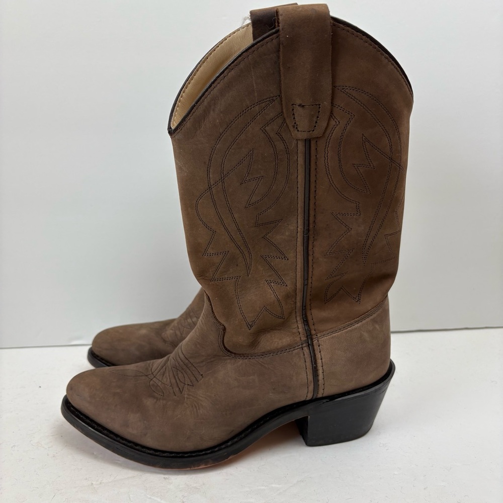 CODY JAMES BOYS' BROWN TAUPE WESTERN BOOTS Nubuck Leather B8151 4D